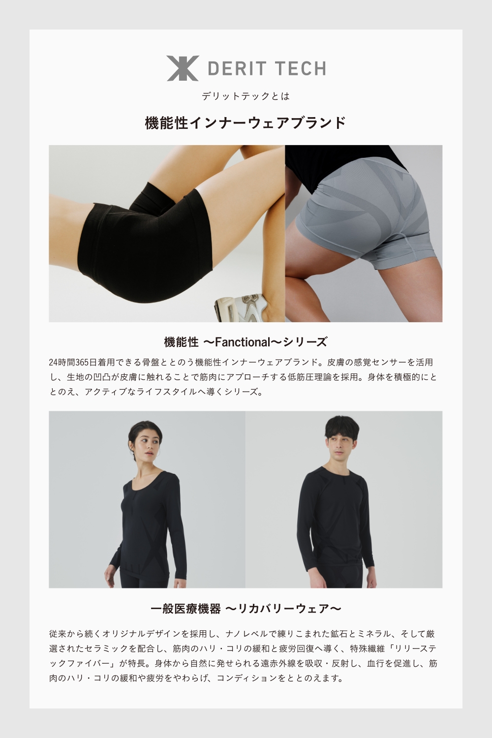 デリットテック リカバリーウェア(一般医療機器)(Mサイズ) ブラック インナータイツ (メンズ)