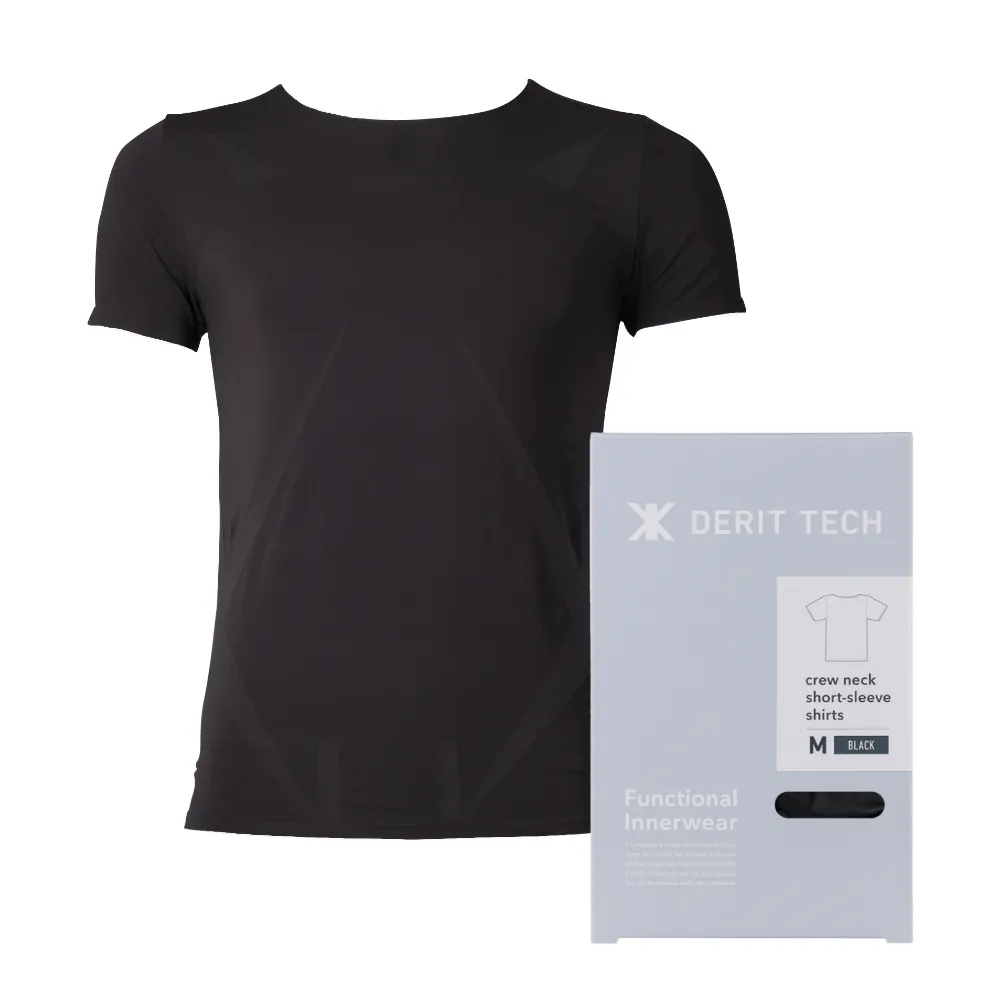 デリットテック 機能性インナーウェア(Lサイズ) ブラック クルーネック 半袖シャツ(メンズ)