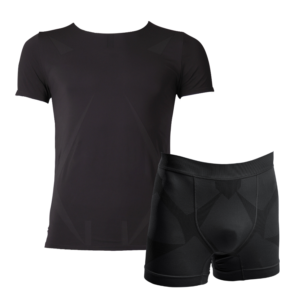 デリットテック 機能性インナーウェア 上下セット (半袖シャツ・パンツ)(Lサイズ) ブラック (メンズ)